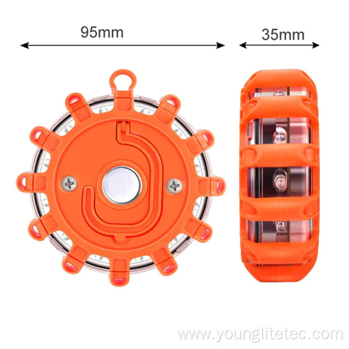 Round crushproof road traffic flare flashing warning light